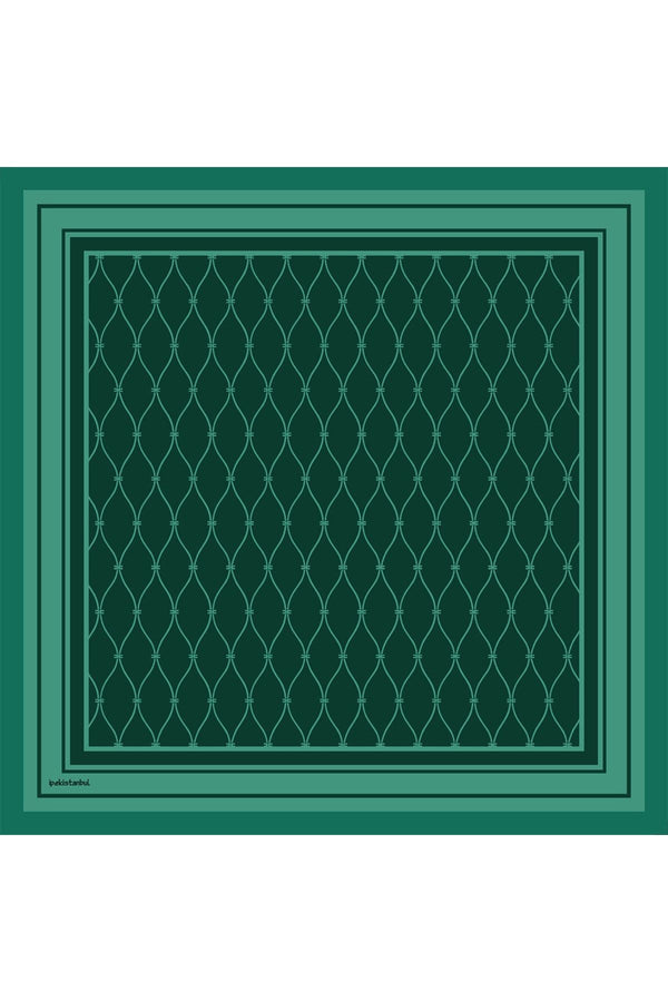 Pamuk Ipek Eşarp - Dalga Desen - Çam Yeşili