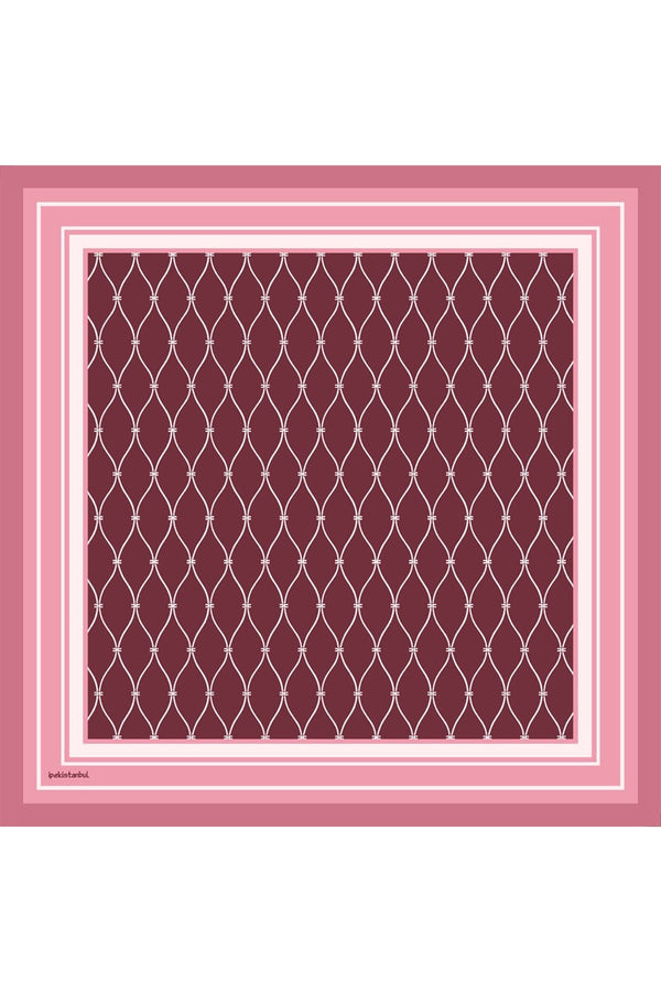 Pamuk Ipek Eşarp - Dalga Desen - Mürdüm