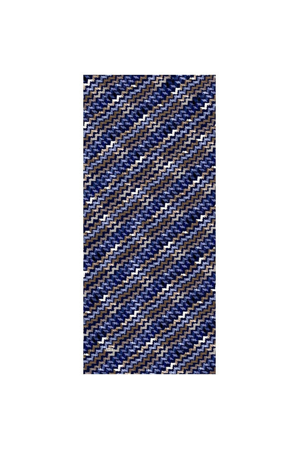 Pamuk İpek Şal - Zigzag Desen - Lacivert