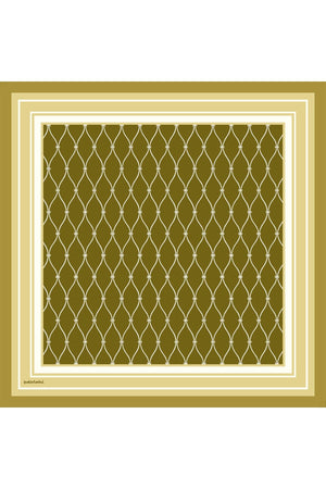 Pamuk Ipek Eşarp - Dalga Desen - Yağ Yeşili