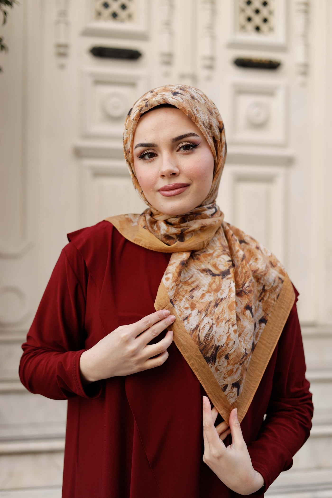 Tensel Eşarp - Batik Desen - Hardal