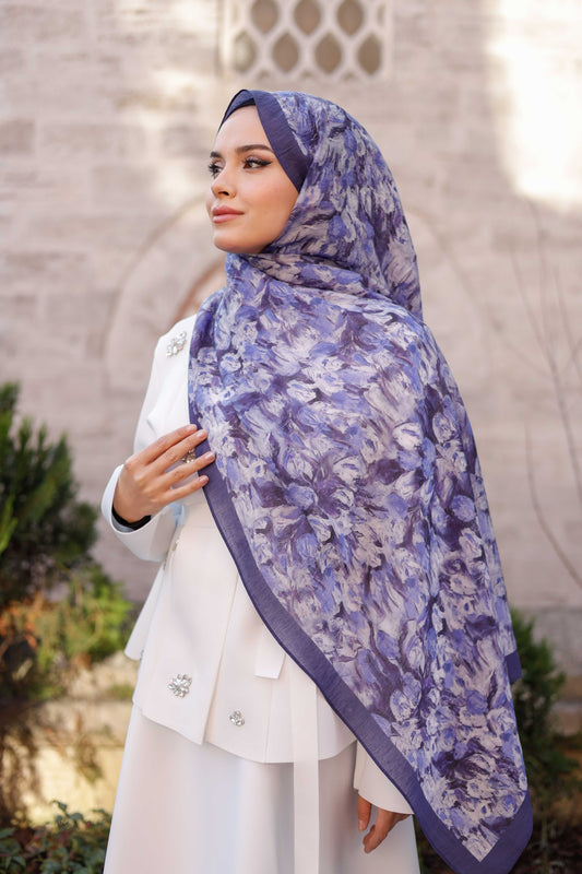 Tensel Şal - Batik Desen - Mavi