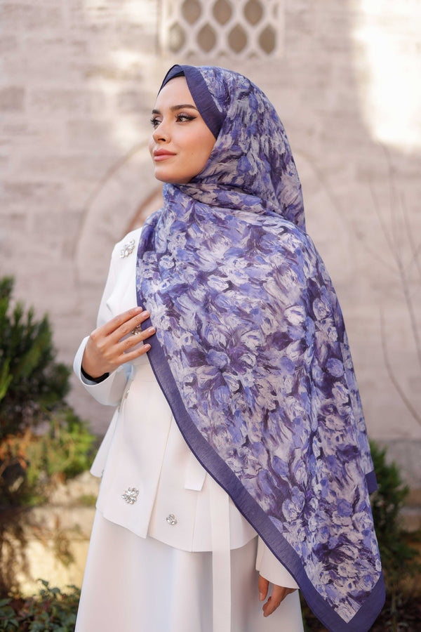 Tensel Şal - Batik Desen - Mavi