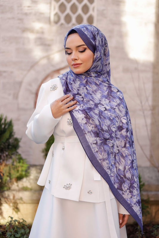 Tensel Şal - Batik Desen - Mavi