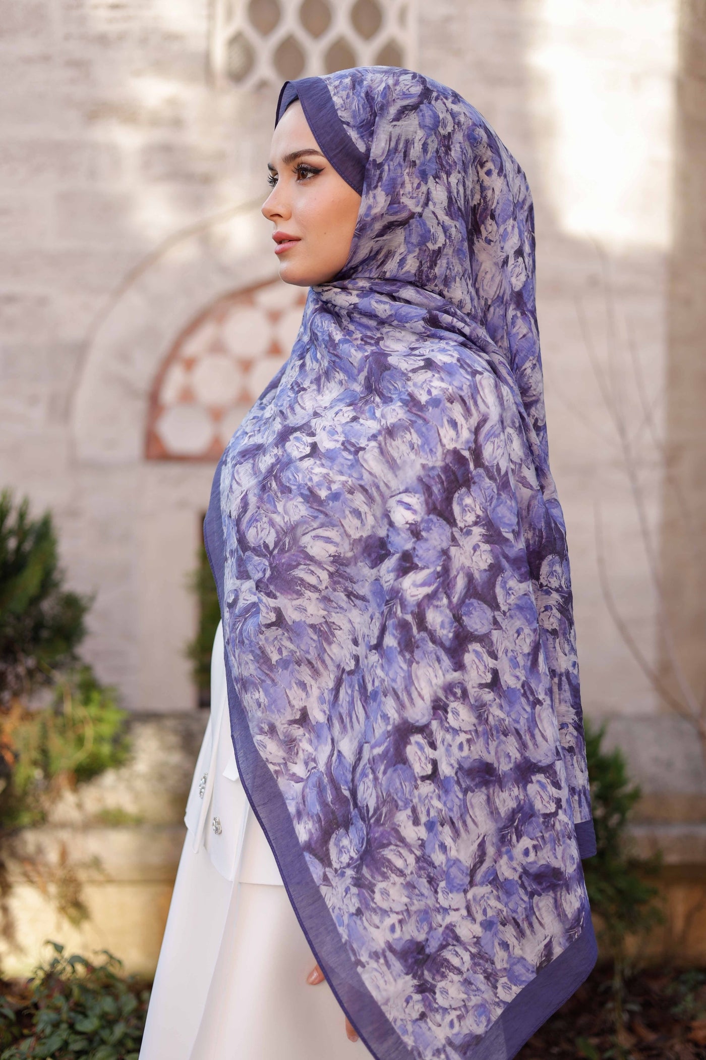 Tensel Şal - Batik Desen - Mavi