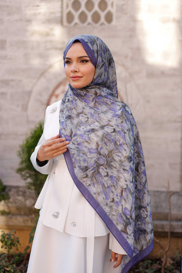 Tensel Şal - Batik Desen - İndigo