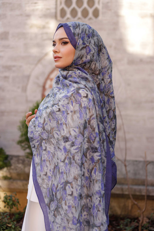 Tensel Şal - Batik Desen - İndigo