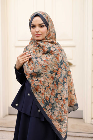 Tensel Şal - Batik Desen - Lacivert Yeşil