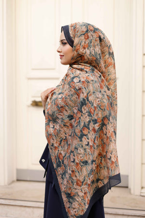 Tensel Şal - Batik Desen - Lacivert Yeşil