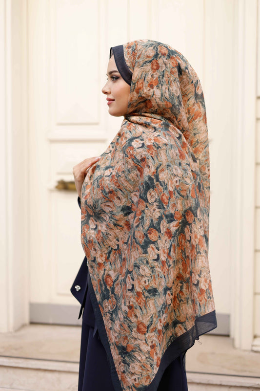 Tensel Şal - Batik Desen - Lacivert Yeşil