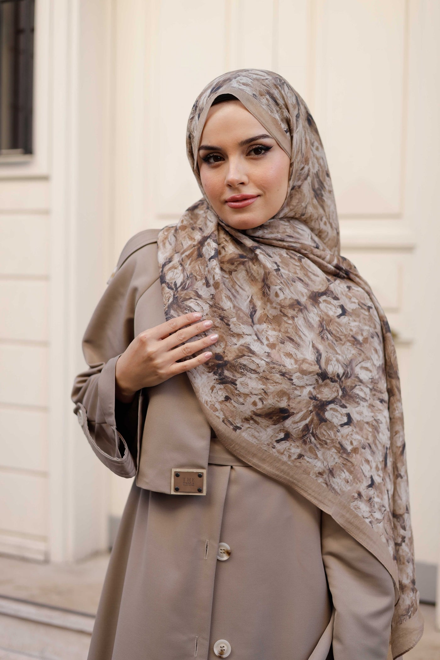 Tensel Şal - Batik Desen - Vizon