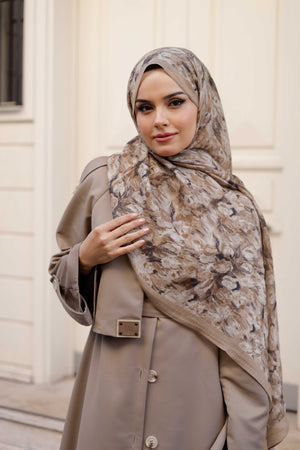 Tensel Şal - Batik Desen - Vizon