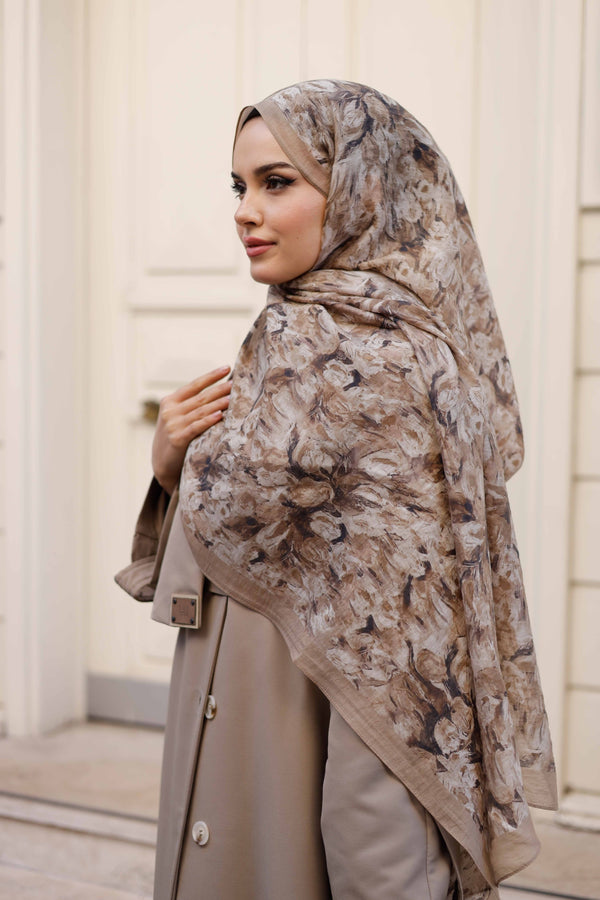 Tensel Şal - Batik Desen - Vizon