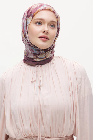 Tensel Eşarp - Gelincik Desen - Pembe