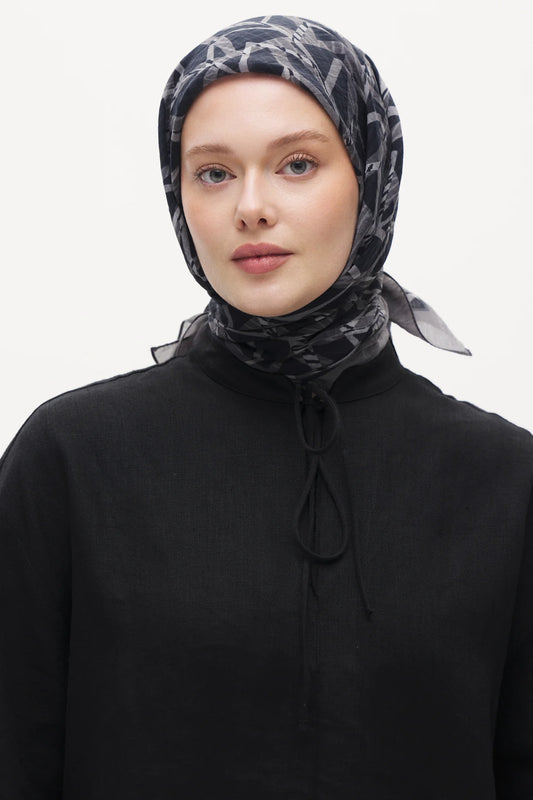 Tensel Eşarp - Üçgen Desen - Füme