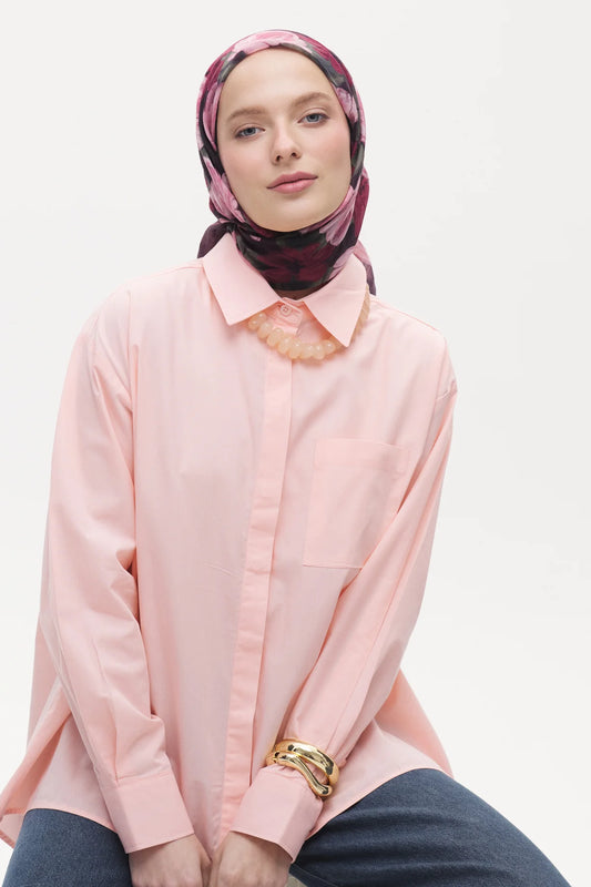 Tensel Eşarp - Pastel Çiçek Desen - Mürdüm