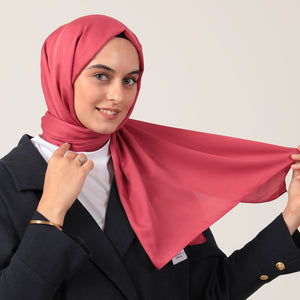 Düz Pamuklu Şal - Vişne