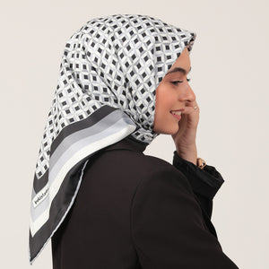 Twill Eşarp - Hipnoz Desen - Siyah