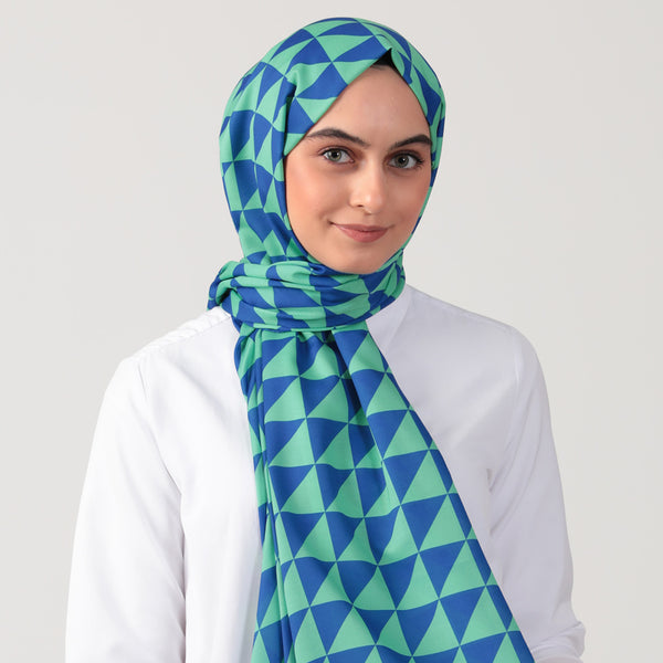 Pamuk İpek Şal - Üçgen Desen - Fıstık