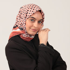 Twill Eşarp - Hipnoz Desen - Kiremit