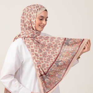 Pamuk İpek Şal - Orient Desen - Bej