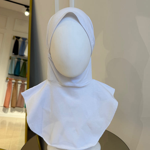 Boyunluklu Hijab Bone - Özel Üretim - Beyaz