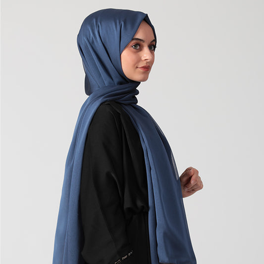 Janjanlı Şifon Şal - Koyu İndigo