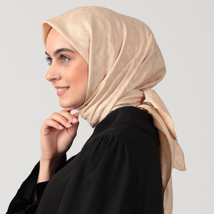 Pamuk Jakar - Leopar Desen Eşarp - Sarı Bej