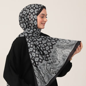 Pamuk İpek Şal - Orient Desen - Siyah