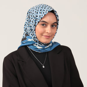 Twill Eşarp - Hipnoz Desen - İndigo
