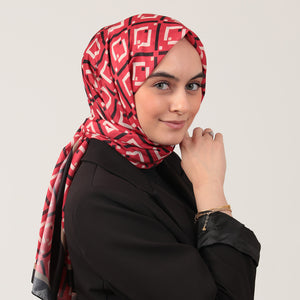 Pamuk İpek Şal - Yeni Baklava Desen - Bordo