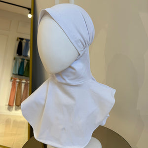 Boyunluklu Hijab Bone - Özel Üretim - Beyaz