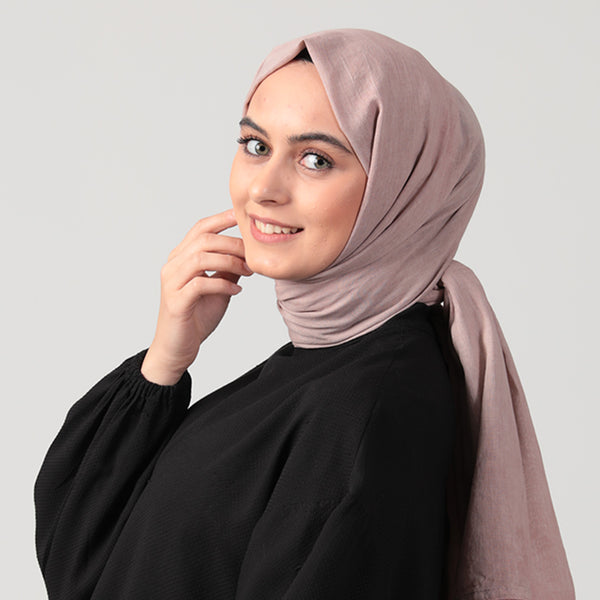 Spor Dikişli Taşlanmış Pamuk Şal - Pudra