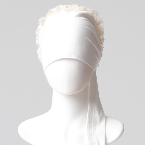 Dantel Topuzlu Dikişsiz Bone - Kaliteli Özel Üretim - Krem