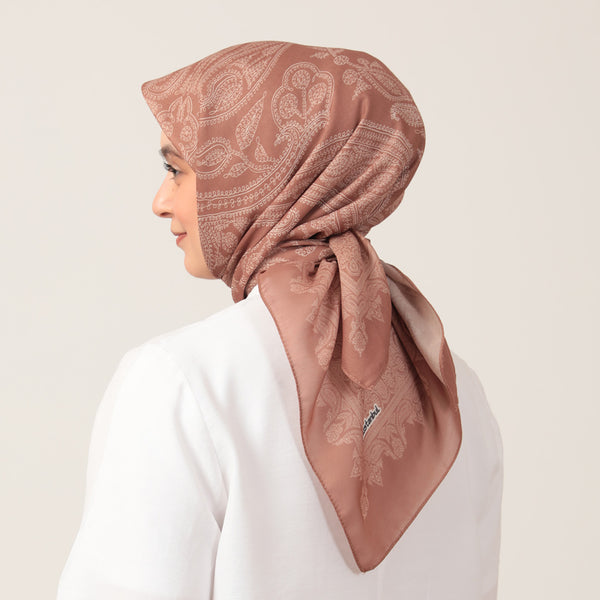 Pamuk İpek Eşarp - Mistik Desen - Camel