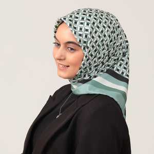 Twill Eşarp - Hipnoz Desen - Çağla Yeşili