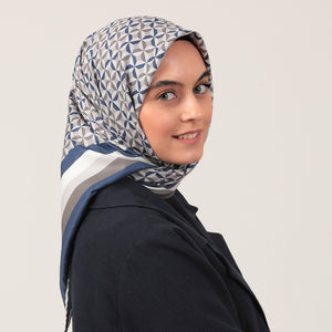 Twill Eşarp - Hipnoz Desen - Lacivert