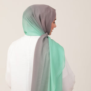 Degrade Şal - Su Yeşili Gri