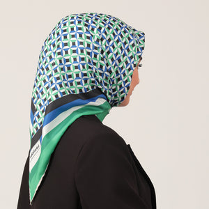 Twill Eşarp - Hipnoz Desen - Fıstık Yeşili