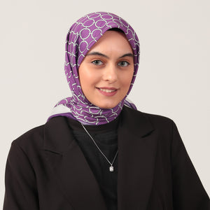 Pamuk İpek Eşarp - Halka Desen - Leylak