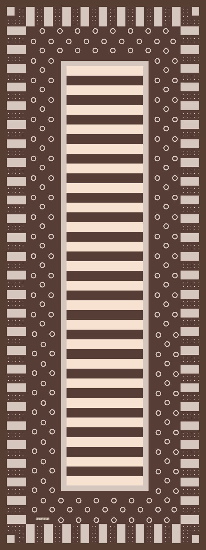 Aurora Desenli Janjan Şal - Ritmik Geometri - Kahverengi