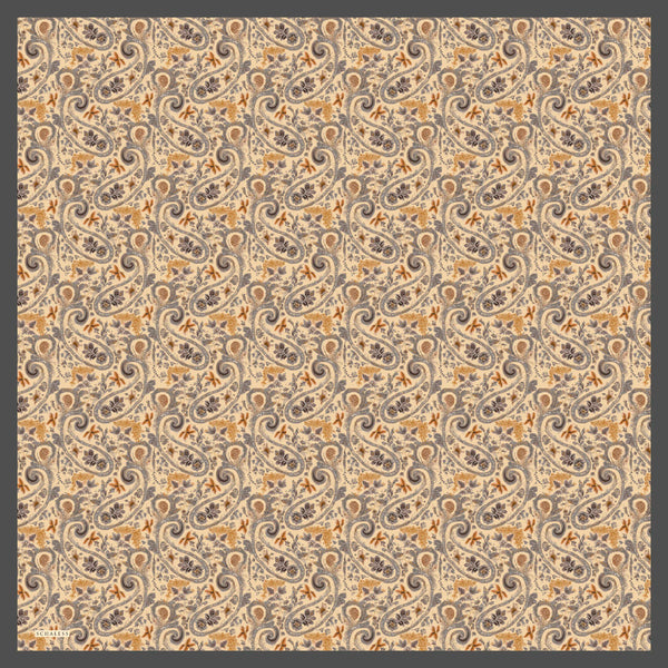 Aurora Desenli Janjan Eşarp - Etnik Bahar - Gri