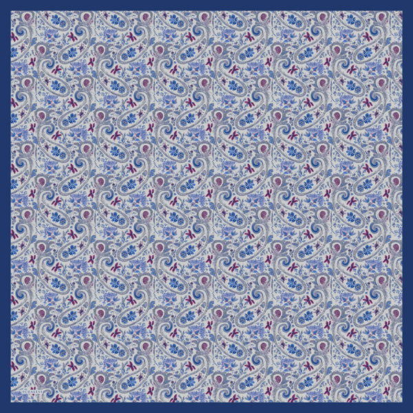 Aurora Desenli Janjan Eşarp - Etnik Bahar - Mavi