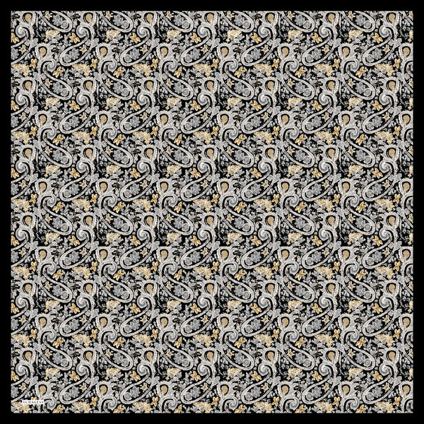 Aurora Desenli Janjan Eşarp - Etnik Bahar - Siyah