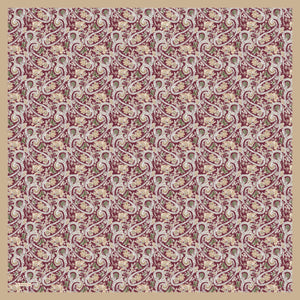 Aurora Desenli Janjan Eşarp - Etnik Bahar - Bordo