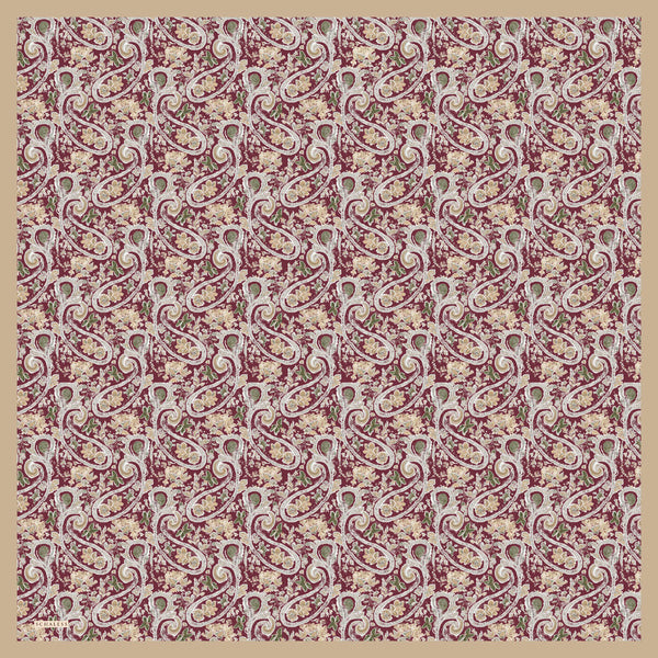 Aurora Desenli Janjan Eşarp - Etnik Bahar - Bordo