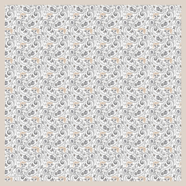 Aurora Desenli Janjan Eşarp - Etnik Bahar - Bej