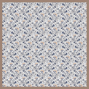 Aurora Desenli Janjan Eşarp - Etnik Bahar - İndigo