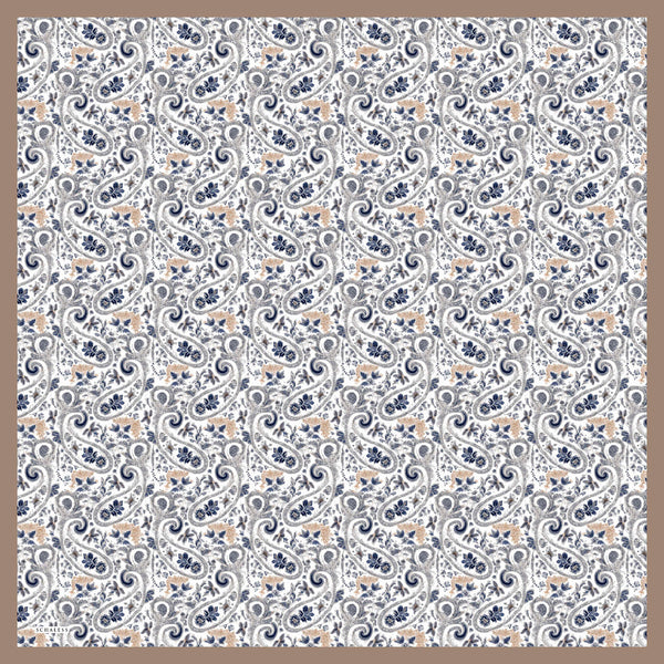 Aurora Desenli Janjan Eşarp - Etnik Bahar - İndigo