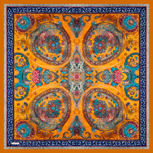 Aurora Desenli Janjan Eşarp - Altın Bahçe - Turuncu